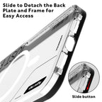 Protective Apple iPhone Back Cover - YOUNGKIT  Crystal Anti Yellowing Transparent Case with Thin Metal Front Bumper Case for iPhone 15 Pro Max (Transparent + Black) - Style 4