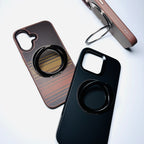 Protective Apple iPhone Back Cover - Carbon Fiber MagSafe with Stand iPhone Case - Style 6