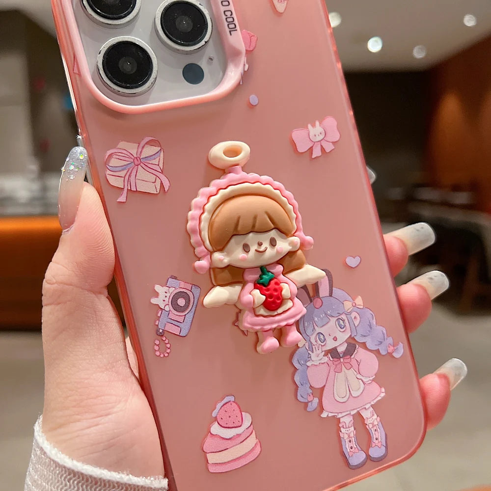 Colorful Printed and 3D Embossed Cartoon Phone Case