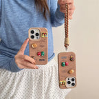 Protective Apple iPhone Back Cover - Luxury Leather 3D Cute Cartoon M&M Soft Phone Case for iPhone