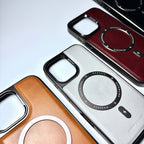 Protective Apple iPhone Back Cover - Leather & Metal MagSafe iPhone Case - Style 13