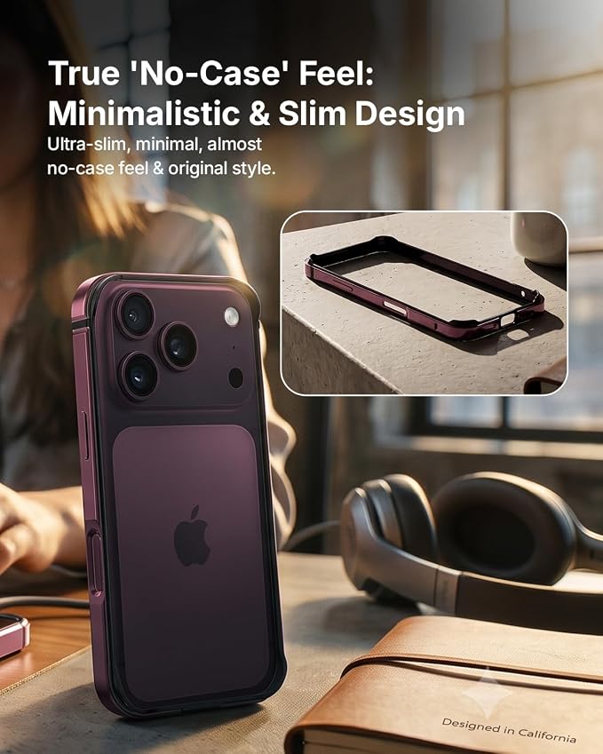 Metallic Bumper Case for iPhone 17/18 Pro & Pro Max - iPhone 17 Pro Max / 18 Pro Max - Burgundy