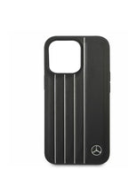 Protective Apple iPhone Back Cover - Urban Stripe Protective Black Leather Case for iPhone with metallic luxury car logo Season Made