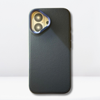 Protective Apple iPhone Back Cover - CLASSIC LEATHER WITH METAL Camera Ring Case for iPhone 16 series - Style 4