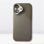 Protective Apple iPhone Back Cover - CLASSIC LEATHER WITH METAL Camera Ring Case for iPhone 16 series - Style 3