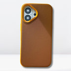 Protective Apple iPhone Back Cover - CLASSIC LEATHER WITH METAL Camera Ring Case for iPhone 16 series - Style 2