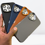 Protective Apple iPhone Back Cover - CLASSIC LEATHER WITH METAL Camera Ring Case for iPhone 16 series - Style 8