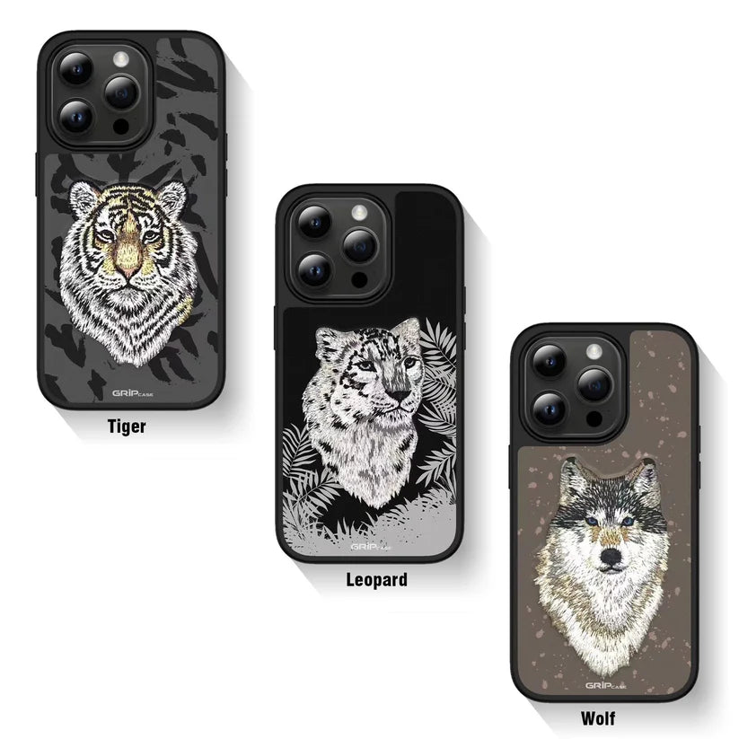Tiger Savana Series Leather Back Case Compatible with iPhone
