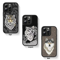 Tiger Savana Series Leather Back Case Compatible with iPhone