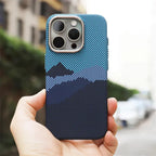 Protective Apple iPhone Back Cover - Carbon Fiber Pixel Art Magsafe iPhone Case – Slim Matte Finish with Metal Camera Ring - Style 6