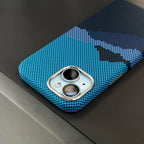 Protective Apple iPhone Back Cover - Carbon Fiber Pixel Art Magsafe iPhone Case – Slim Matte Finish with Metal Camera Ring - Style 8