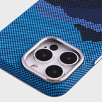 Protective Apple iPhone Back Cover - Carbon Fiber Pixel Art Magsafe iPhone Case – Slim Matte Finish with Metal Camera Ring - Style 9
