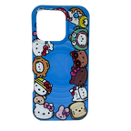 Protective Apple iPhone Back Cover - Cute Cartoon Pattern Design Magsafe Ripple iPhone Case with Removable Cute Holder