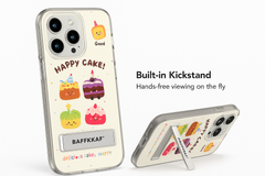 Happy Cake iPhone Case – Cute Cartoon Dessert Design with Kickstand