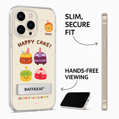 Happy Cake iPhone Case – Cute Cartoon Dessert Design with Kickstand
