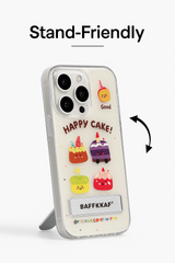 Happy Cake iPhone Case – Cute Cartoon Dessert Design with Kickstand
