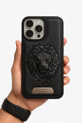 Pure Leather Lion Case with Inside Cloth for iPhone 16
