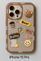 Protective Apple iPhone Back Cover - Cute 3D Coffee and Bear Case for iPhone - Style 2