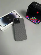 Protective Apple iPhone Back Cover - Chekk Pattern Natural Titanium Soft Silicon Ultra Slim Case for iPhone 15 Pro - Style 2