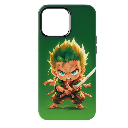 Chibi Samurai TPU Phone Case – Green Matte Anime Warrior Cover