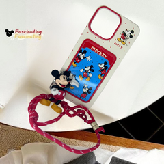 Cute Cartoon Character Card Holder PhAone Case with Wrist Wrap – Soft Silicone Protection