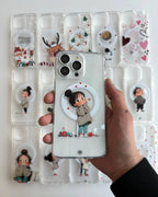Protective Apple iPhone Back Cover - Cute Cartoon Girl MagSafe iPhone Case – Clear Hybrid Silicone Slim Case - Style 2