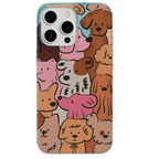 Cute Oil-Painted Dog Phone Case with Colorful Beaded Charm – TPU Protective Cover Mobile Case by CoverMeUp