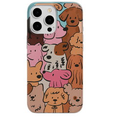 Cute Oil-Painted Dog Phone Case with Colorful Beaded Charm