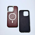 Protective Apple iPhone Back Cover - Leather & Metal MagSafe iPhone Case - Style 4