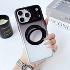 Dual Colour Matte Finish MagSafe 360° Rotating Stand With Metal Camera Cover Hard Case For iPhone 17 Pro Max / 18 Pro Max (Black)