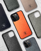 Protective Apple iPhone Back Cover - Santa Barbara Polo Raquet Club MYRON Series for iPhone 15 Pro (ORANGE) (MAGSAFE COMPATIBLE) - Style 3