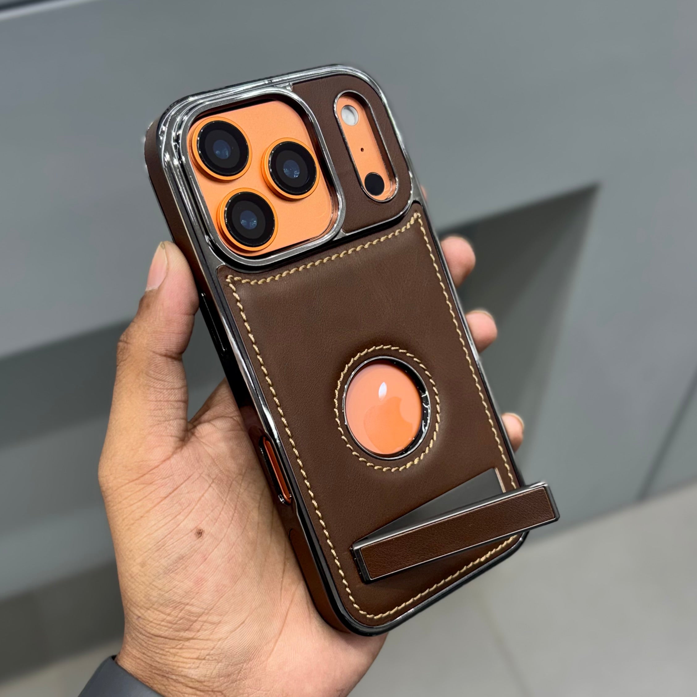 Icon Luxurious with stand - Brown ( No. 2201 ) Mobile Case by CoverMeUp - Style 3
