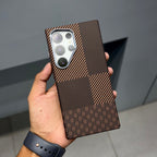 LUXO CARBON CASE SAMSUNG - BROWN CHECK ( No. 2525 ) Mobile Case by CoverMeUp