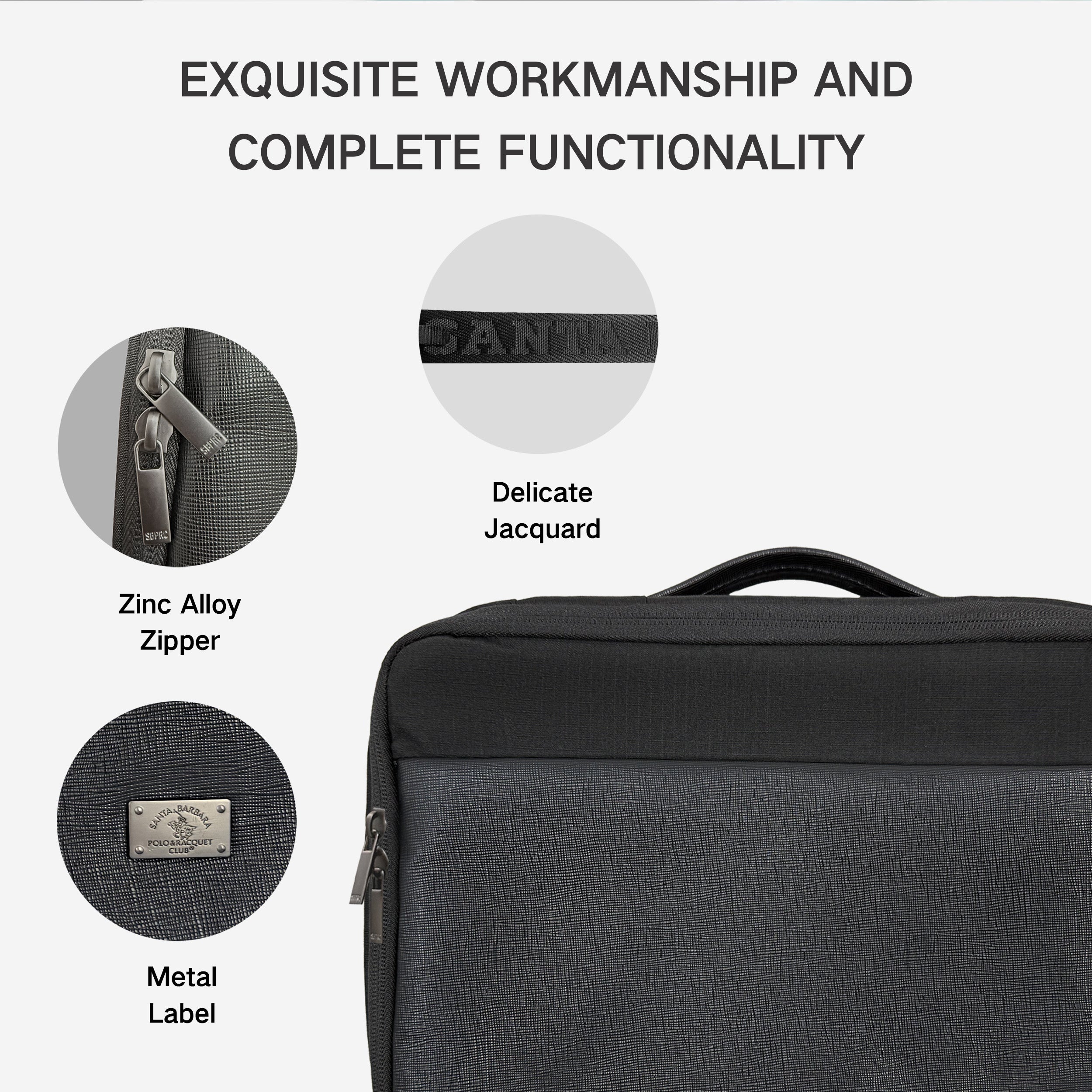 Santa Barbara Polo Matte PU Leather Macbook Bag For Macbook 13 Inch, 14 Inch (iPad 12.9, 13inch) (Black)