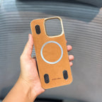 Protective Apple iPhone Back Cover - Leather Finish BackPlane MagSafe iPhone 15 & 16 Series Case - Style 7