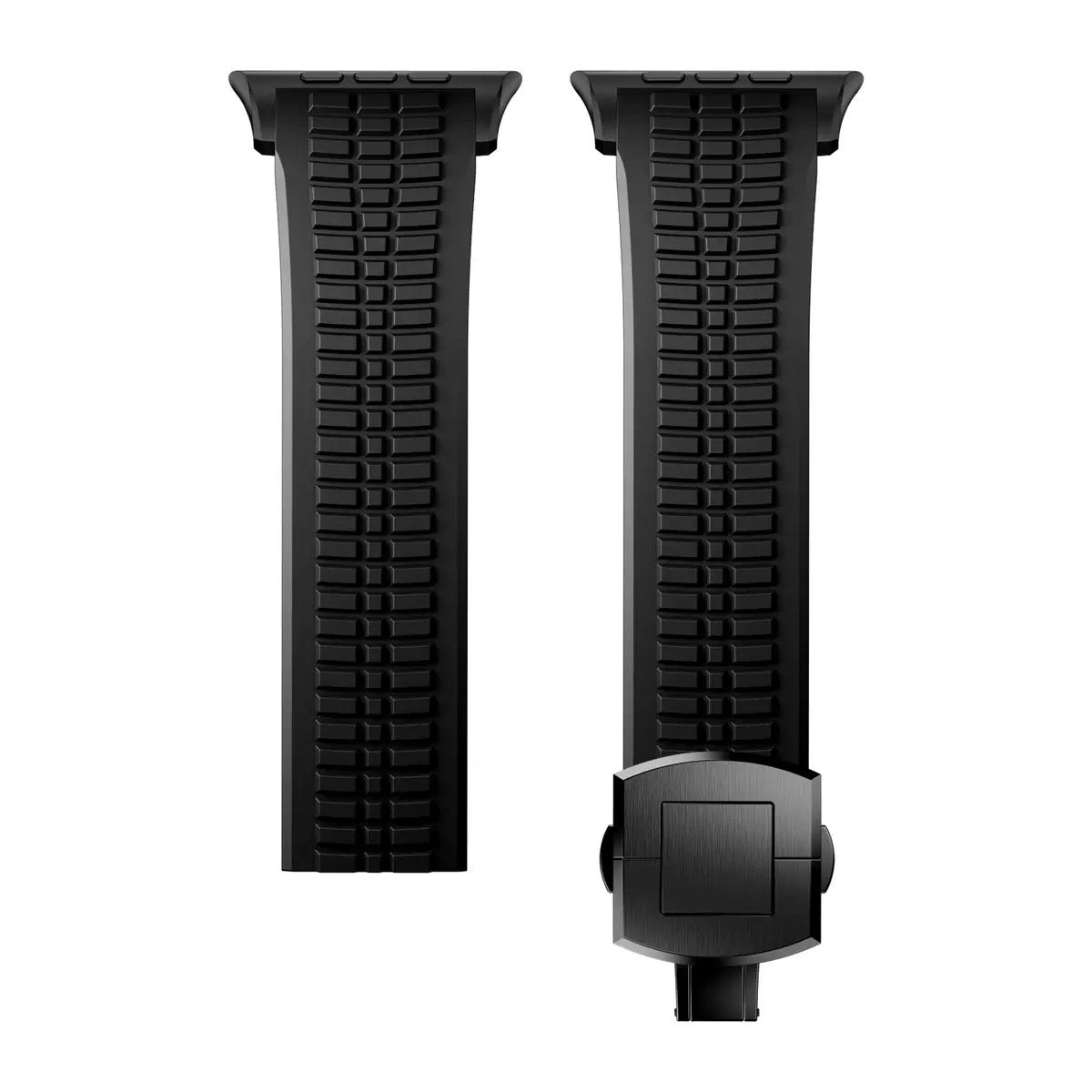 Quickfit Easy to Go Silicon Band with Black Buckle & Connectors for Apple iWatch 44/45/46 & 49mm (Black)