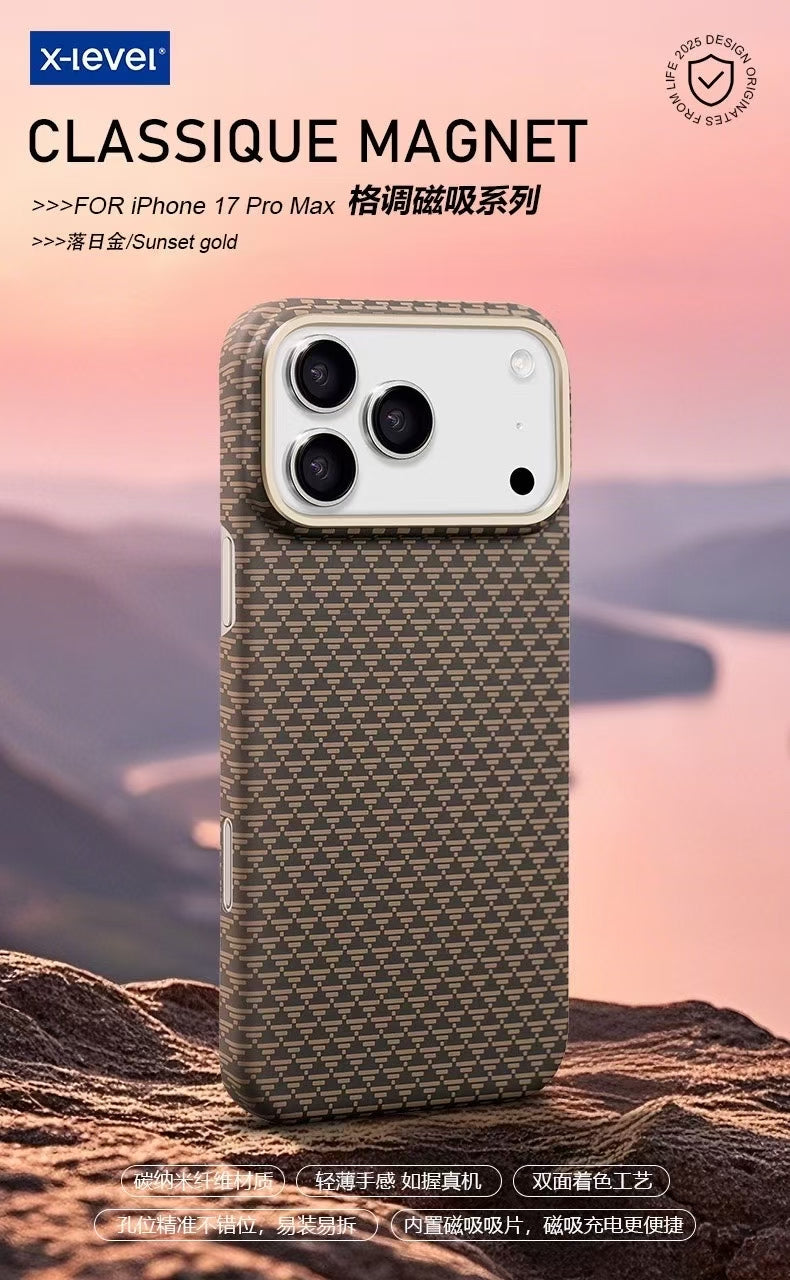 X level Classique Ultra Slim Carbon Magsafe Case for iPhone 17/18 Pro & Pro Max Series