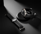 Quickfit Easy to Go Silicon Band with Natural Titanium Buckle & Connectors for Apple iWatch 44/45/46 & 49mm (Black)