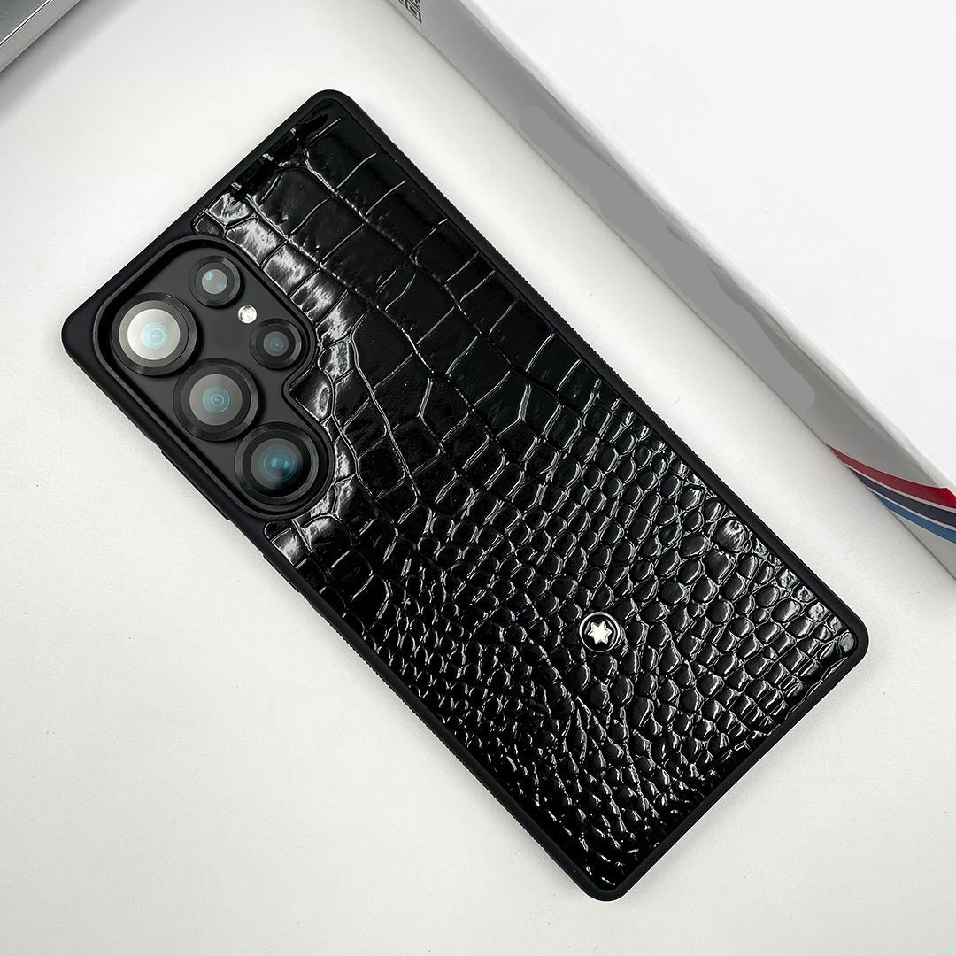 Samsung Galaxy S26 Ultra Luxury Leather Shine Case - Black Mobile Case by CoverMeUp