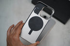 Protective Apple iPhone Back Cover - Super Slim Metal Frame Less Perfume Leather Case with Magsafe for iPhone 15 Pro - Grey - Style 3