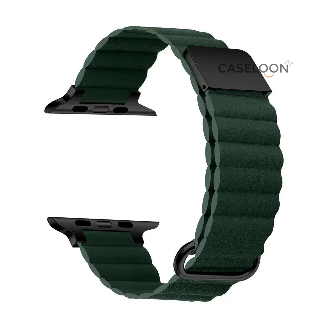 DARK GREEN Leather Link Apple Watch Band for Series 1,2,3,4,5,6,7 & SE (38/40/41 mm)