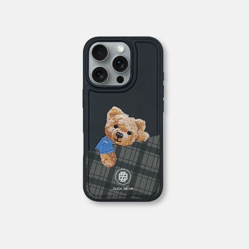 ZUCK BEAR Darren Series PU Leather Magsafe Case for iPhone 16 Pro (Black)