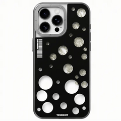 YOUNGKIT Polka Dots Quicksand Magsafe Case for iPhone 15 Pro Max (BLACK)