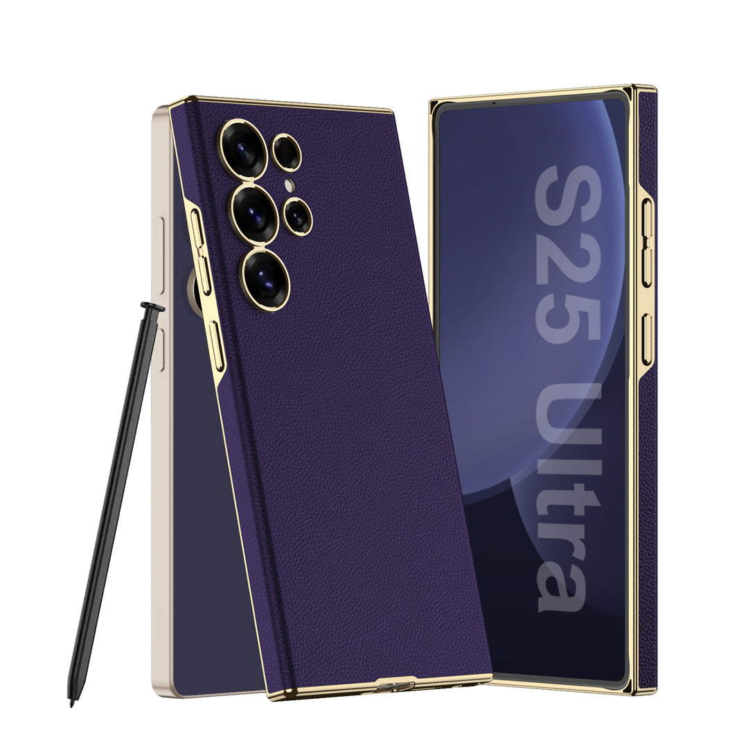 Samsung Galaxy S25 Ultra Chrome Edge Leather Case Mobile Case by CoverMeUp - Style 4