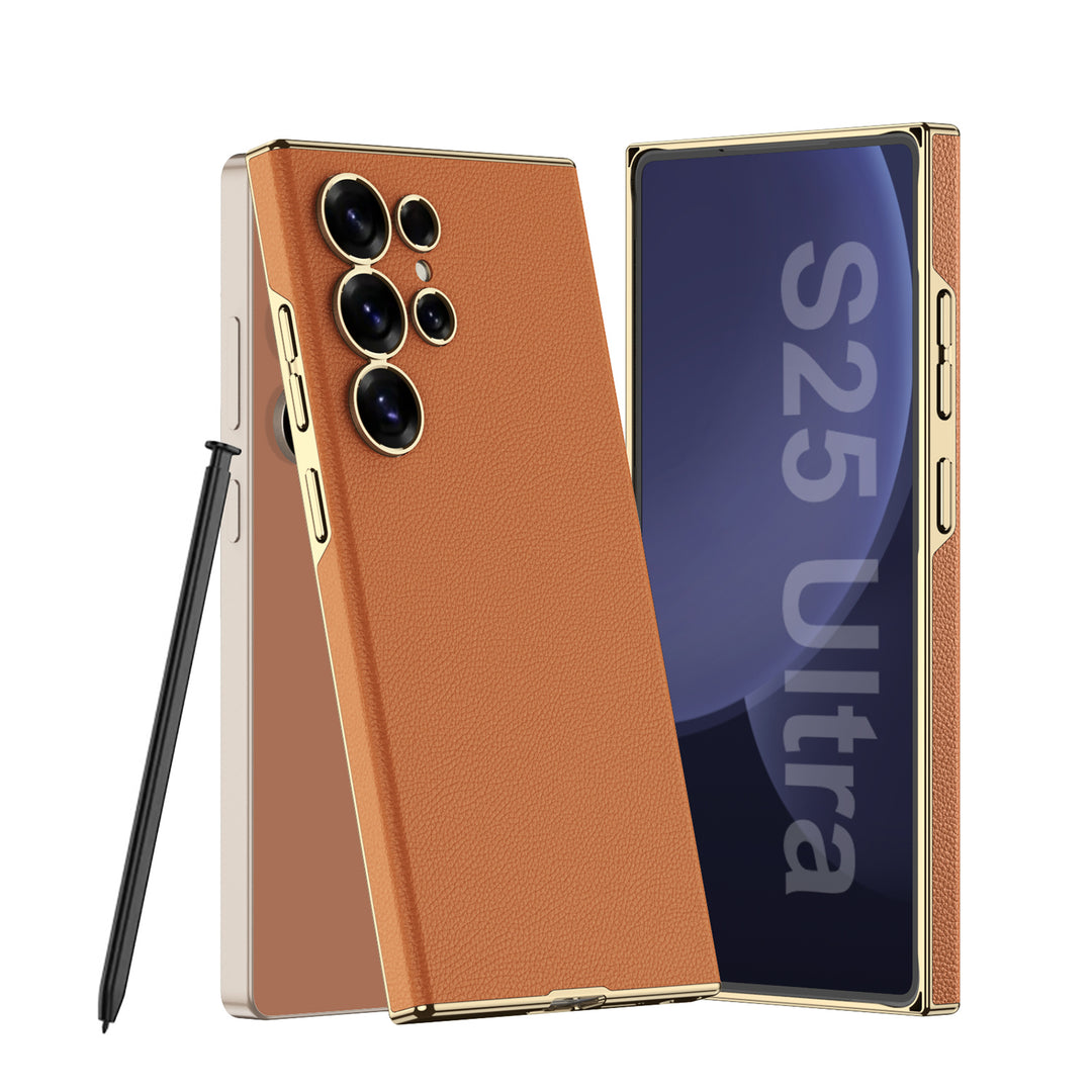 Samsung Galaxy S25 Ultra Chrome Edge Leather Case Mobile Case by CoverMeUp - Style 6