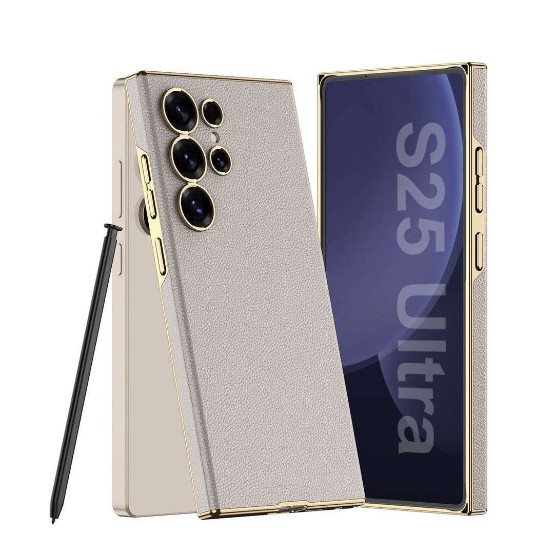 Samsung Galaxy S25 Ultra Chrome Edge Leather Case Mobile Case by CoverMeUp - Style 3