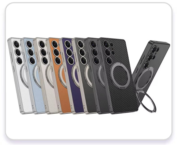 Samsung Galaxy S25 Ultra Crystal Ring Elite Leather Case Mobile Case by CoverMeUp - Style 17