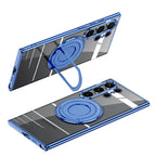 Samsung Galaxy S24 Ultra Magnetic Invisible Stand Anti Yellowing Electroplating Case - Blue Mobile Case by CoverMeUp - Style 8