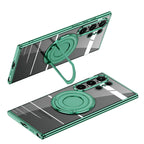 Samsung Galaxy S24 Ultra Invisible Magnetic Stand Anti Yellowing Electroplating Case - Green Mobile Case by CoverMeUp - Style 2