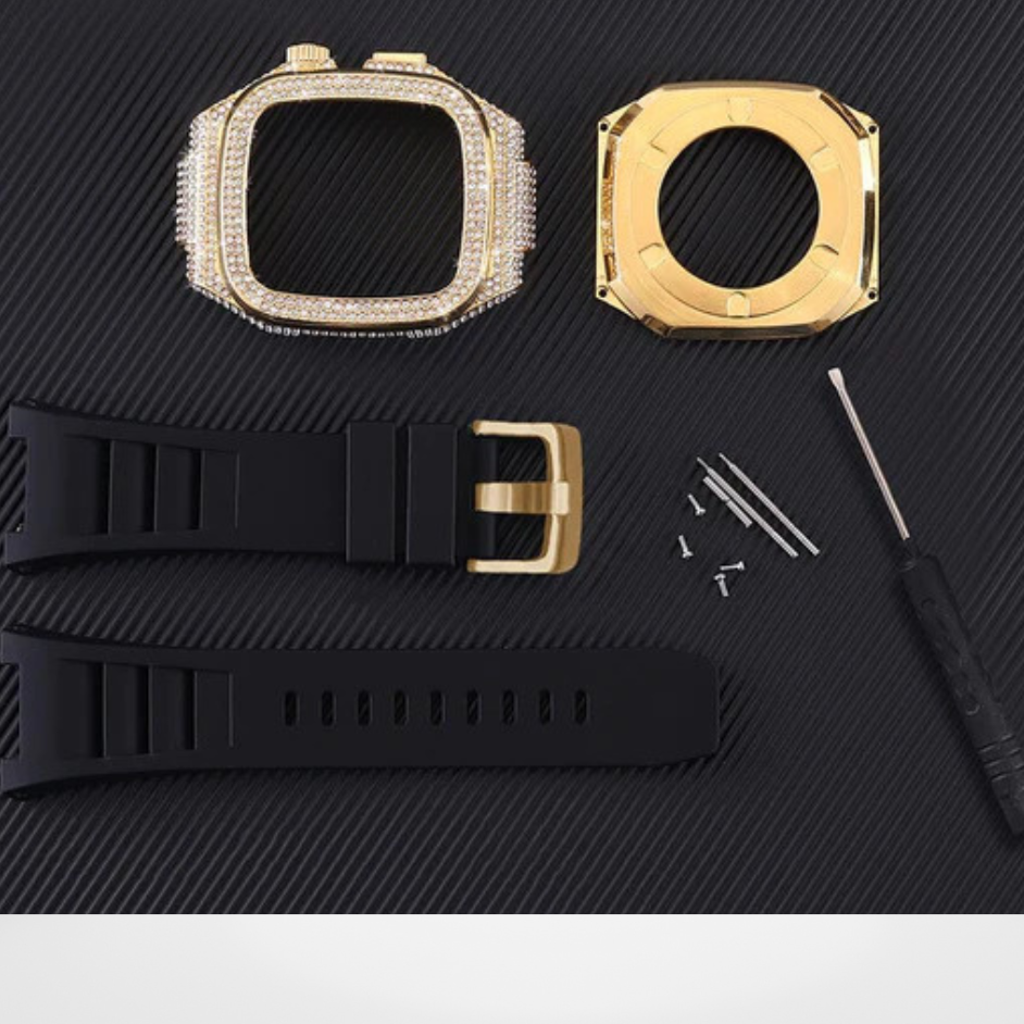 Diamond Luxury Modification Kit with Silicon Strap Gold Color